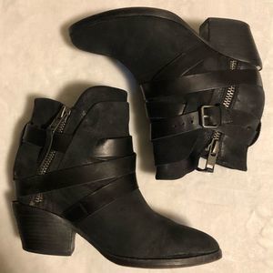 ASH Manathan Black Strappy Reverse Leather Bootie • EU Sz 38
